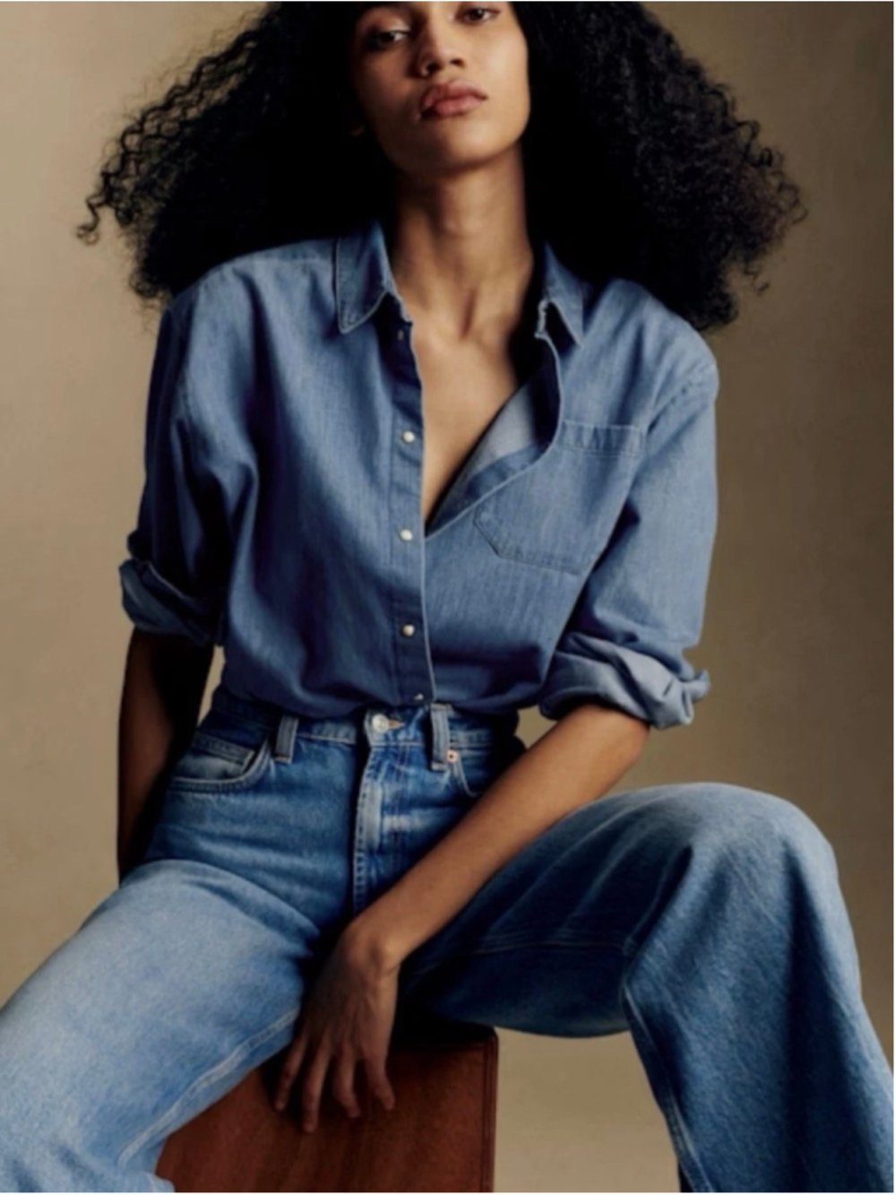 Sezane Max Shirt organic cotton denim Size 34 US 2